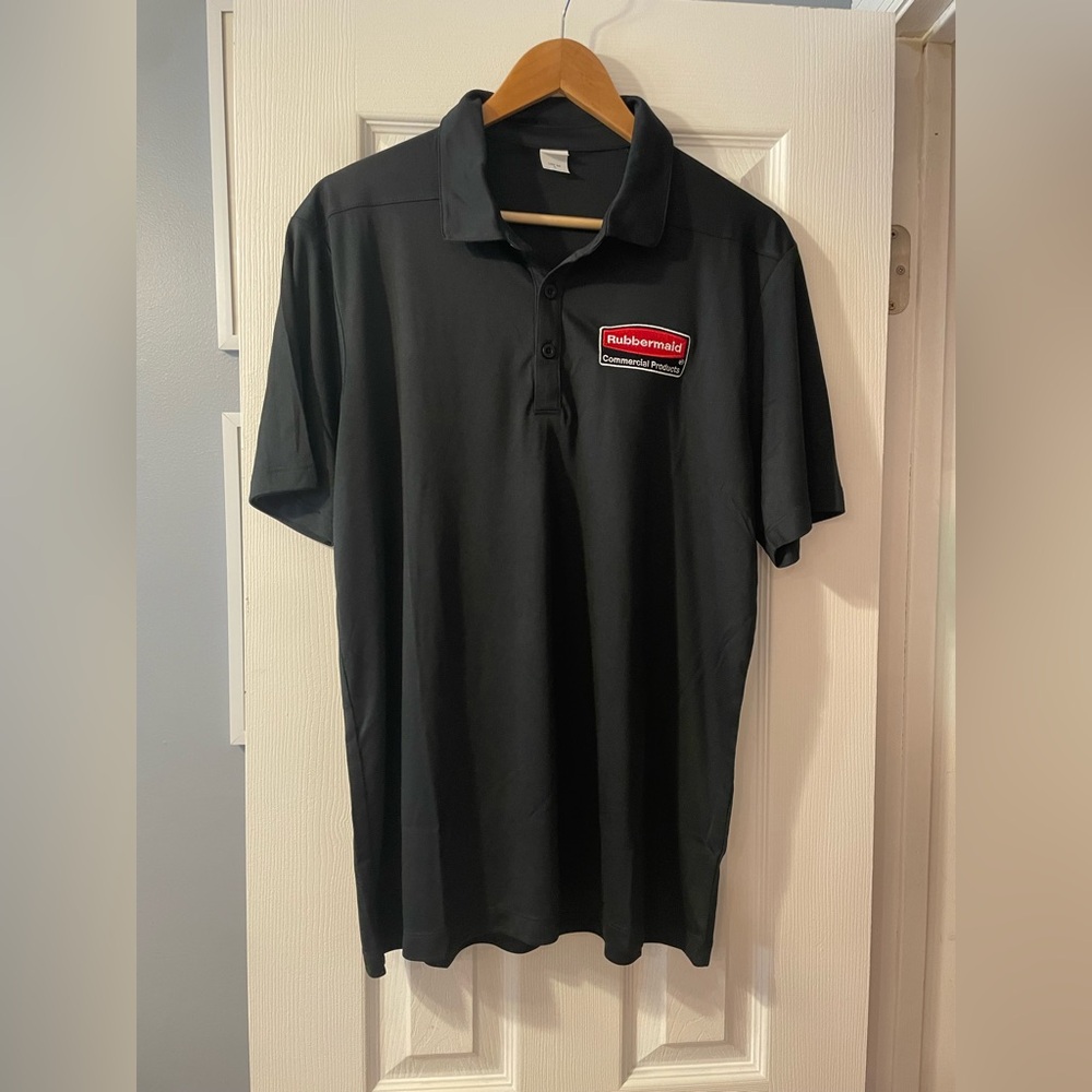 NWOT new no tag large mens black polo upf 50 rubbermaid logo work wear summer